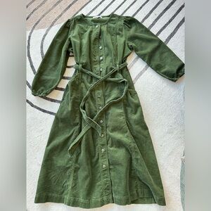 LOFT Olive Corduroy Trench Coat